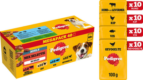 Pedigree Hundefutter – Mischungsauswahl in Gelee – Mahlzeitbeutel – 40 x 100 g
