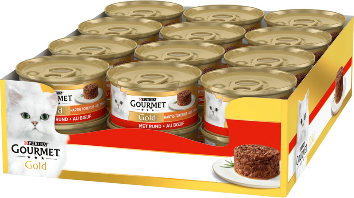 Gourmet Gold Savoury Tower – 24 x 85 g – Rind – Nassfutter für Katzen