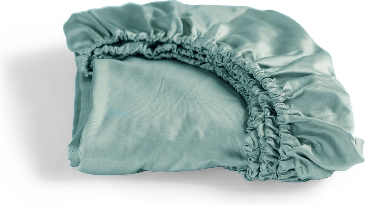 Cinderella - sundays - hoeslaken - tot 25 cm matrashoogte - satijn - 200x210 cm - mineraal groen