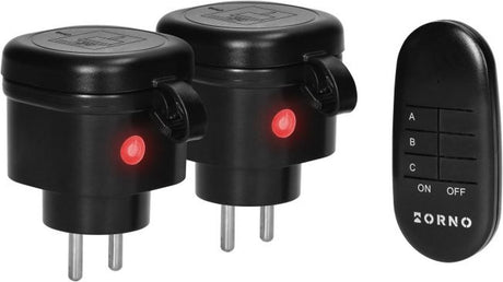 Orno Set kabelloser Mini-Steckdosen – Schalterset mit Fernbedienung für den Außenbereich – 2 Stück – IP44