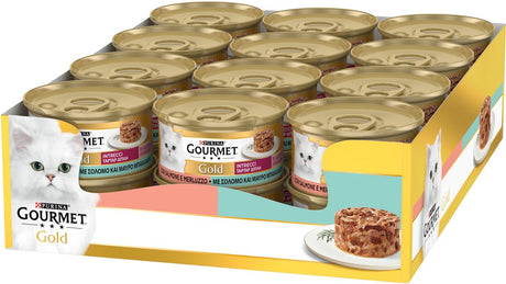 Gourmet Gold Savoury Tower Duo – Nassfutter für Katzen – Lachs-Seelachs – 24 x 85 g