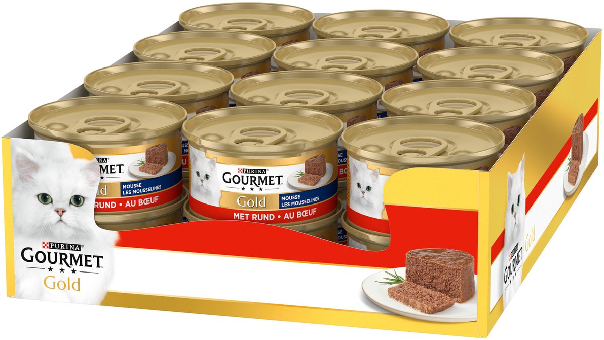 Gourmet Gold Mousse - Nassfutter für Katzen - Rind - 24 x 85 g