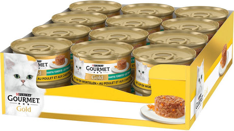 Gourmet Gold Bohnenkrautturm – 24 x 85 g – Hühnerkarotte – Nassfutter für Katzen