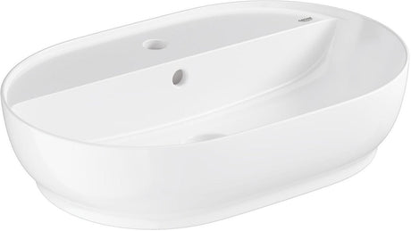 Grohe Essence Aufsatzwaschtisch – 50 cm – mit Hahnlochüberlauf – Keramik glänzend – Aquaceramic Hyperclean – Weiß