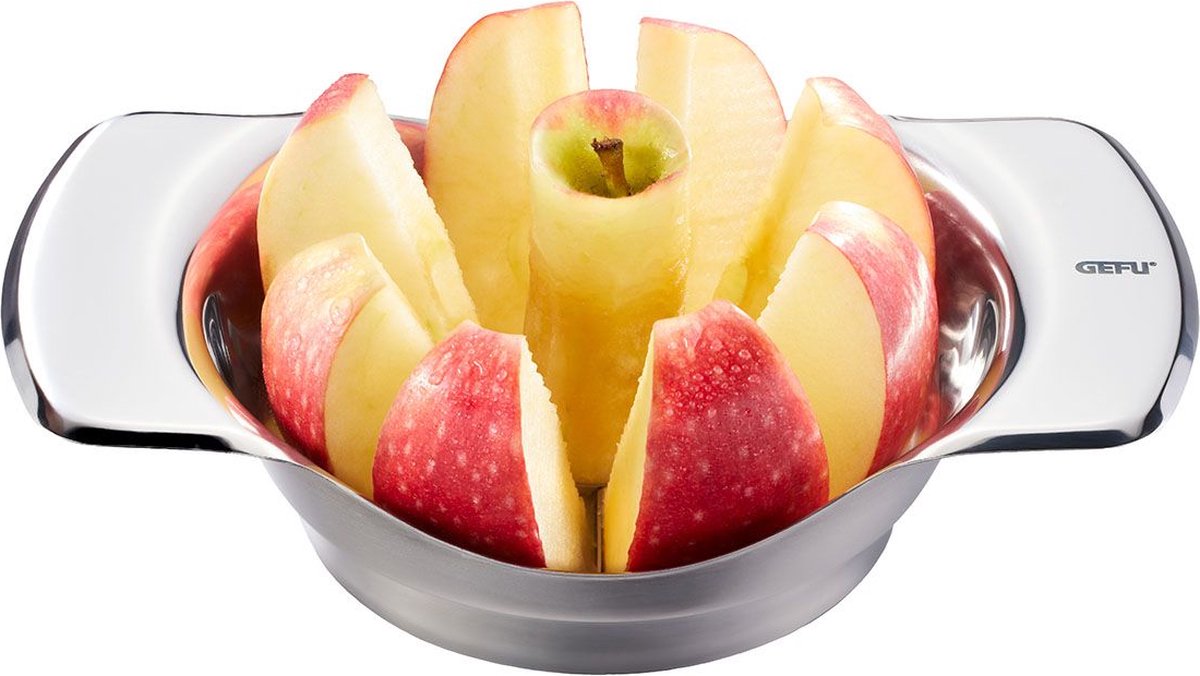 Gefu Parti Apfelschneider aus Edelstahl – Apfel- und Birnenschneider – 8 Scheiben – inklusive Kernentferner – spülmaschinenfest