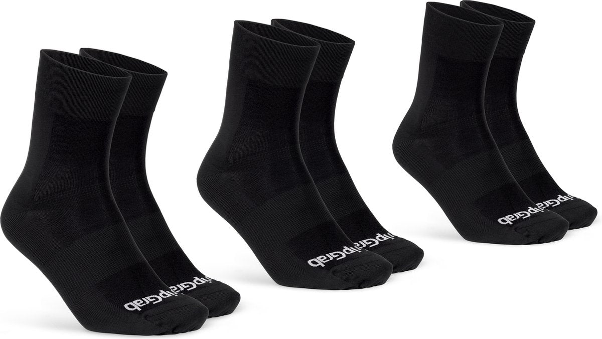 Gripgrab - lightweight sl 3pack performance zomer fietssokken 3 paar coolmax wielersport sokken regular cut - zwart - unisex
