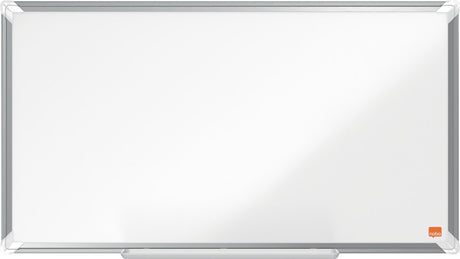 Nobo Premium Plus Breitbild-Magnet-Whiteboard aus Stahl – mit Stiftablage – inklusive Whiteboard-Marker – 710 x 400 mm