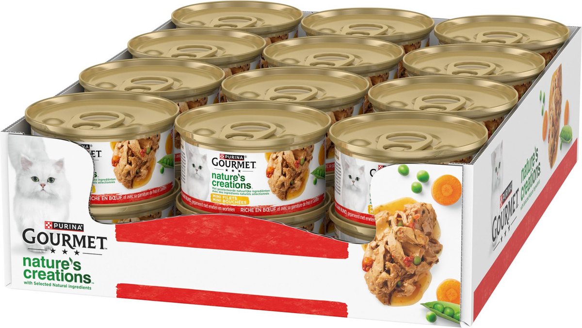 Gourmet Nature’s Creations – Nassfutter für Katzen – Rind – 24 x 85 g
