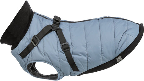 Trixie Hundemantel Pontis - Fleecefutter, integriertes Geschirr, 24 cm - Blaugrau