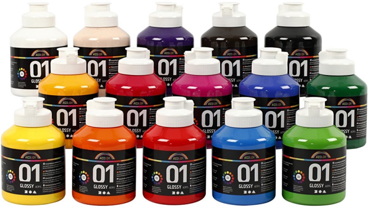 Kreativfirma Aceyrlverf Glossy Color Semi-Transparant, 15x500ml