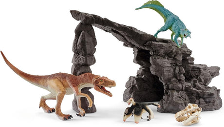 Schleich Dinosaurier – Dinosaurier-Set mit Höhle – Figurenset – Kinderspielzeug für Jungen und Mädchen – 4 bis 12 Jahre – 7 Teile