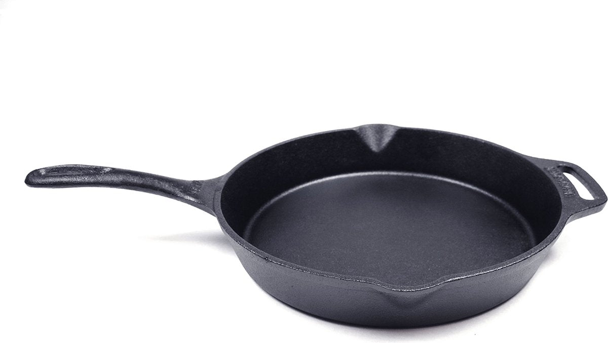 Valhal outdoor skillet koekenpan met steel - gietijzer, diameter 25cm - schenktuiten - vh25