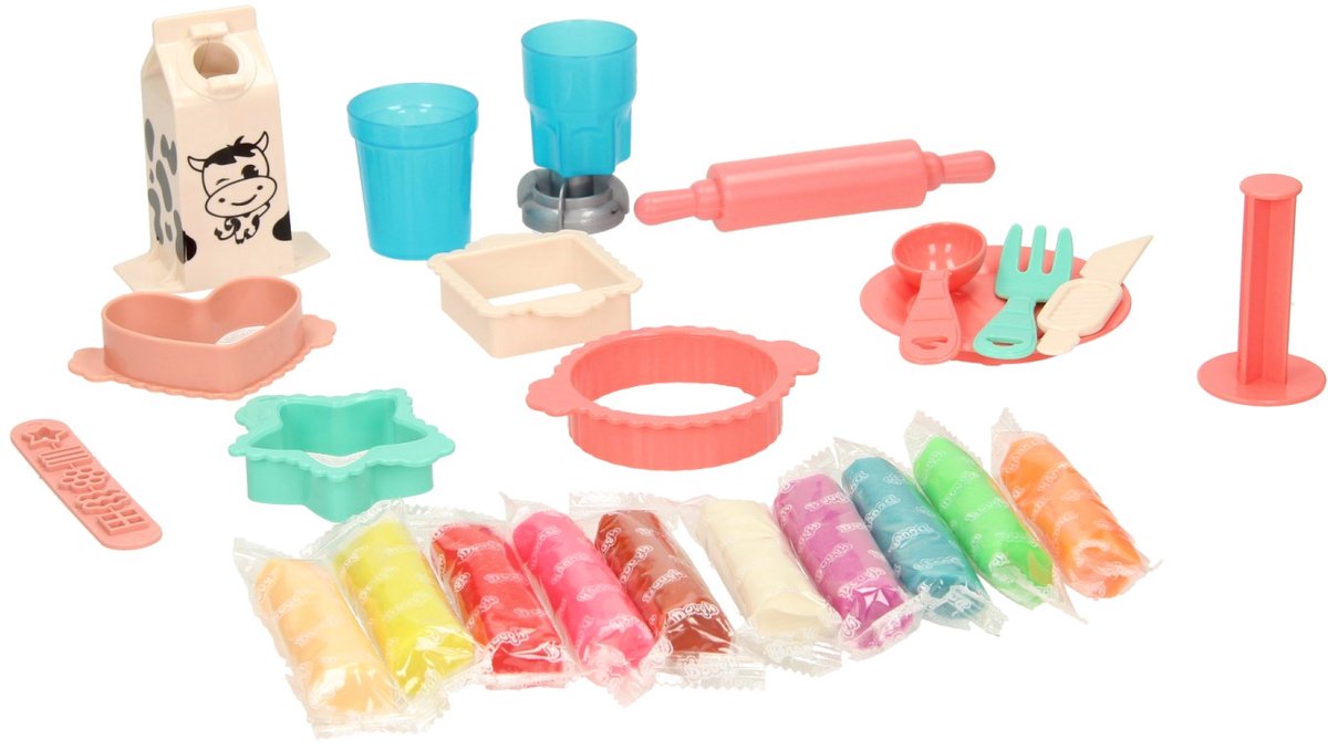 Lobbes-Spielzeug, zum Beispiel Milch- und Lebensmittel-Ton-Set – 10 Tonfarben