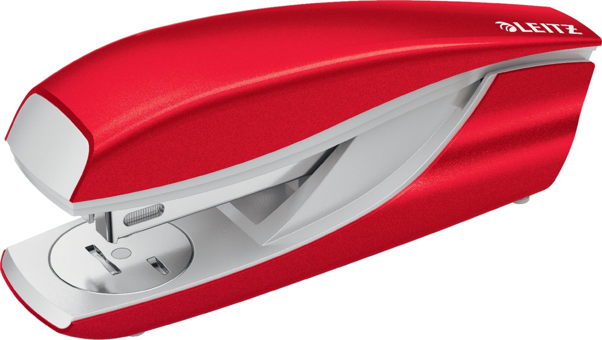 Leitz Wow Schreibtischhefter – Heftkapazität von 30 Blatt – inklusive Heftklammern – Rot