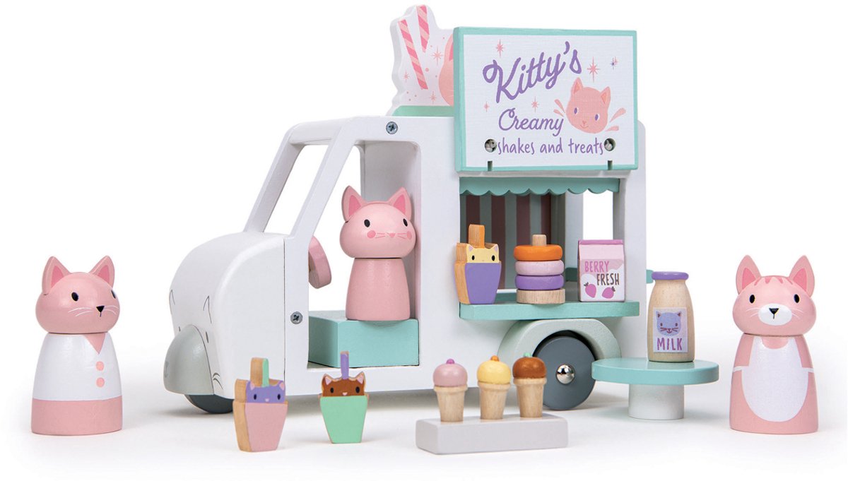 Tender Leaf Toy Kitty's Milkshake Van Holzspielset.