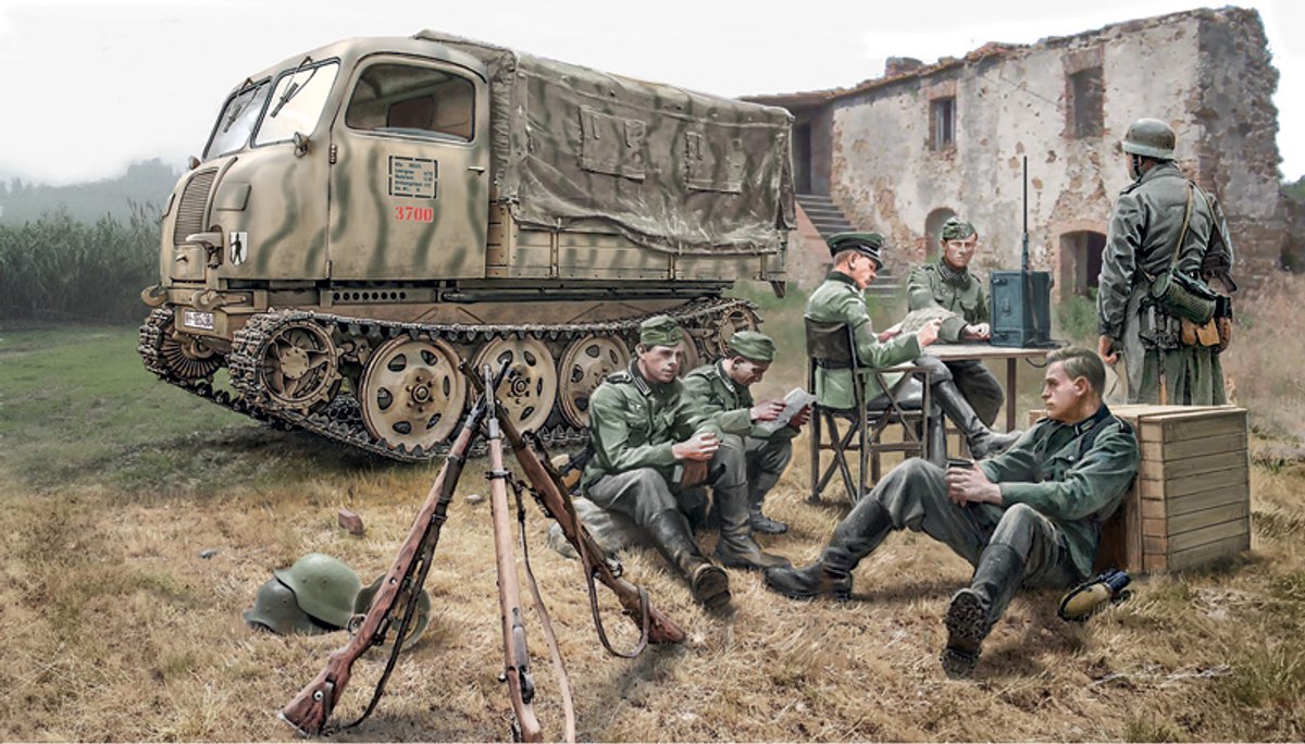 Italeri Modellbausatz Militärfahrzeuge – 6549 Steyr RSO 01 mit deutschen Soldaten aus Kunststoff – 1:35 – Modellbau