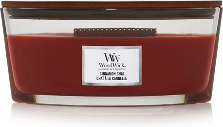 Woodwick Heartwick Flame Ellipse Duftkerze – Zimt-Chai – 50 Brennstunden