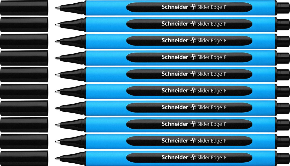 Schneider Schreibgeräte Schneider Kugelschreiber – Schiebekante – Feder f – Schreibfarbe Schwarz – 10 Stück – S-152001-10