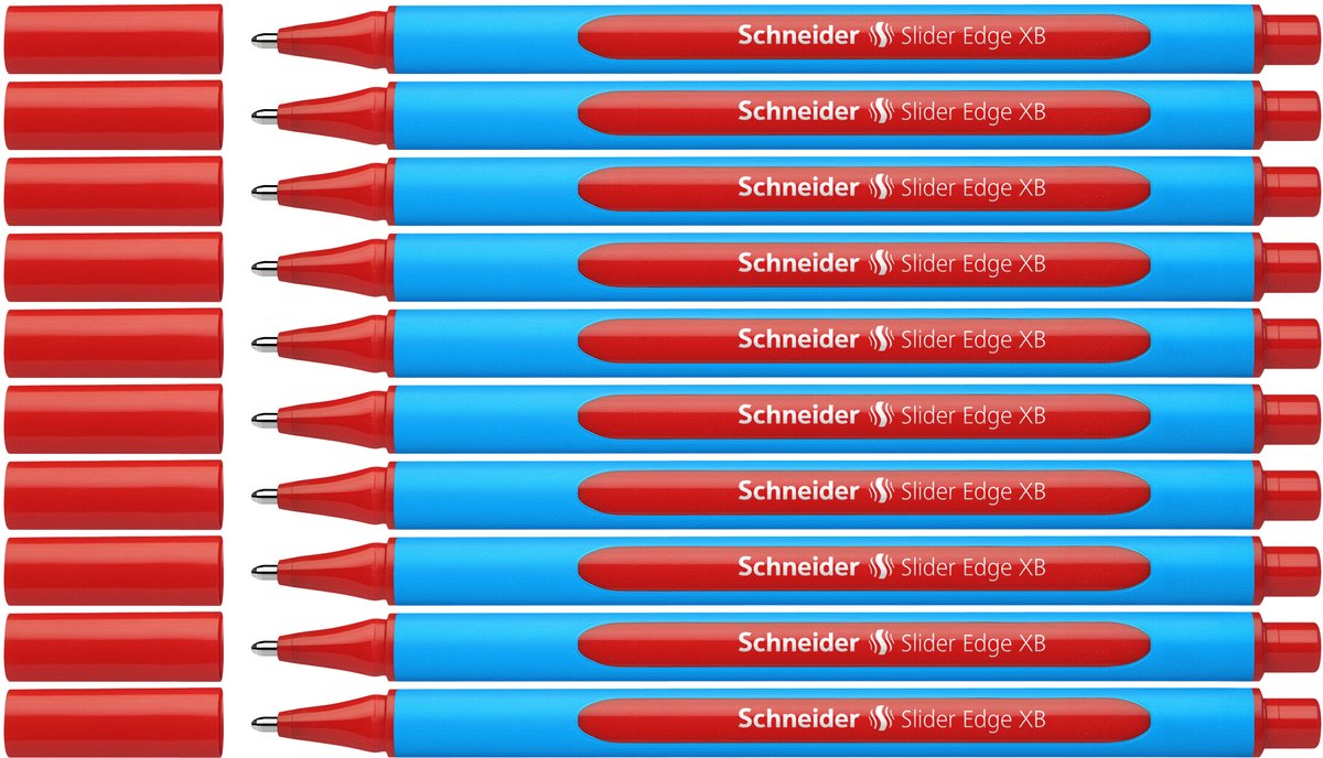 Schneider Schreibgeräte Schneider Kugelschreiber - Schiebekante - Feder xb - Schreibfarbe rot - Box 10 Stück