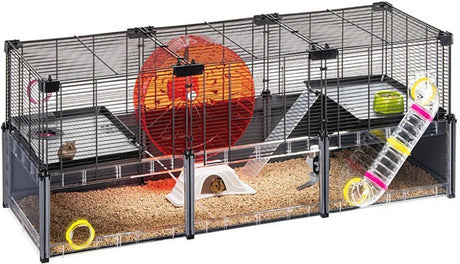 Ferplast Multipla Hamster groß – modularer Hamsterkäfig – 107,5 x 37,5 x 42 cm – inklusive Laufrad