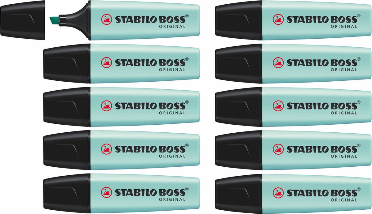 Stabilo Boss Original Pastell – Textmarker – Hauch Türkis – Schachtel mit 10 Stück