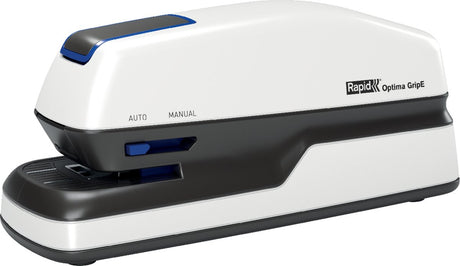 Schneller kontaktloser elektrischer Hefter Optima Gripe – Heftkapazität bis zu 20 Blatt – weiß