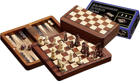 Philos Reiseschach-Checker, Backgammon-Kassette, Feld 18 mm, Königshöhe 37 mm, magnetisch, Phi-2517