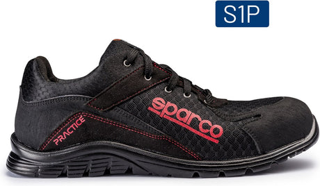 Sparco Praxis Nigel – S1PL Sicherheitsschuh mit atmungsaktivem Obermaterial – Schwarz – Größe – 44
