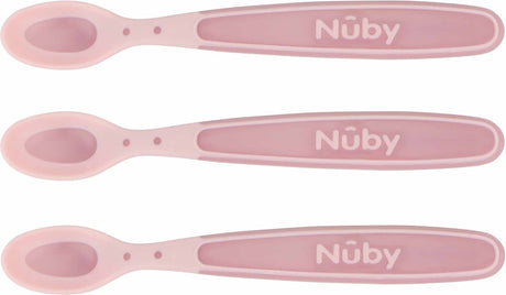 Nûby – weiche und wärmeempfindliche Löffel für Babys – rosa – 3 Stück – 3+ Monate