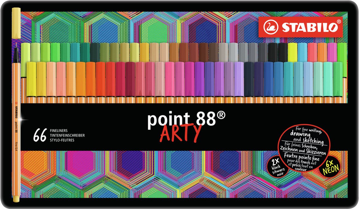 Stabilo Point 88 Arty Metal Box Fineliners, 66st.