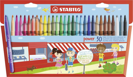 Stabilo Power – Filzstift – bis zu 8 Wochen ohne Kappe – Etui mit 30 Farben