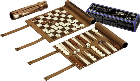 Philos Reiseset für Backgammon, Schach und Dame