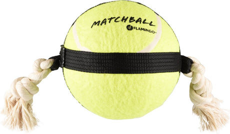 Flamingo-Hundespielzeug – Matchball-Tennisball mit Seil – Hundespielzeug – Hundeseil – Hundeball – Hundeball – 40 cm – Gelb
