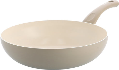 Kochstar Essenz Taupe Keramik-Wok-Pfanne – 28 cm – 3,57 l – PFAS-frei – Induktions-Wok-Pfanne – Induktionspfanne – Keramik-Antihaftbeschichtung – Kühlgriff – ofenfest bis 130 °C – Taupe