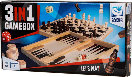 Clownspiele - 3-in-1-Spielbox - Holz