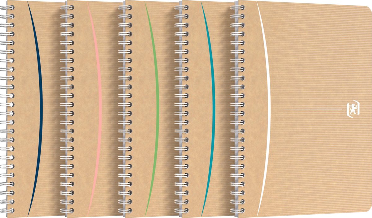 Oxford Touareg – Spiralblock – A5 – liniert – 90 Blatt – 90 g – flexibler Kartoneinband – sortiert