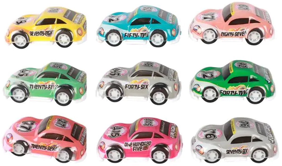 Turbo Racers Mini-Rallye-Rückziehautos, 9-tlg.