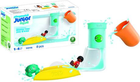 Playmobil Junior Aqua – Wasserfallbecken mit Rutsche – langlebiges Badespielzeug mit Rutsche und Wasserfall – 71775