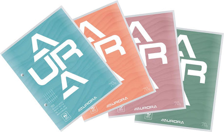 Aurora-Kursblock, ft 16,5 x 21 cm, 75 Blatt, 2-Loch-Perforation, handelsüblich kariert 10 Stück