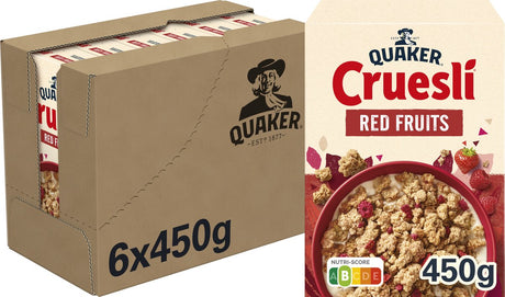Quaker Cruesli rote Früchte – Frühstücksflocken – 6 x 450 Gramm