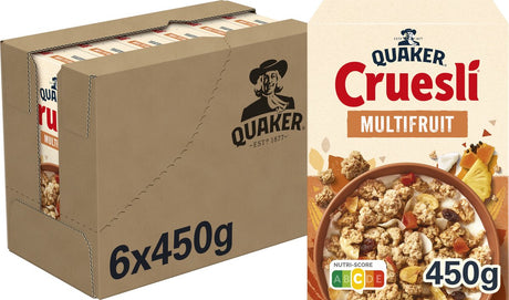 Quaker Cruesli Multifruit – Frühstücksflocken – 6 x 450 Gramm
