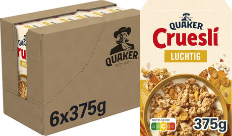 Quaker Granola Light Natural – Frühstücksflocken – 6 x 375 Gramm