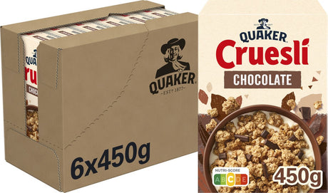 Quaker Cruesli Schokolade – Frühstücksflocken – 6 x 450 Gramm