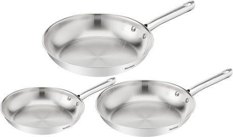 Tefal Duetto auf B866S334 – Set mit 3 Bratpfannen – Induktion – Pfannenset 20 24 28 cm – hochwertiger Edelstahl – Thermo-Fusion™ – Bratpfanne