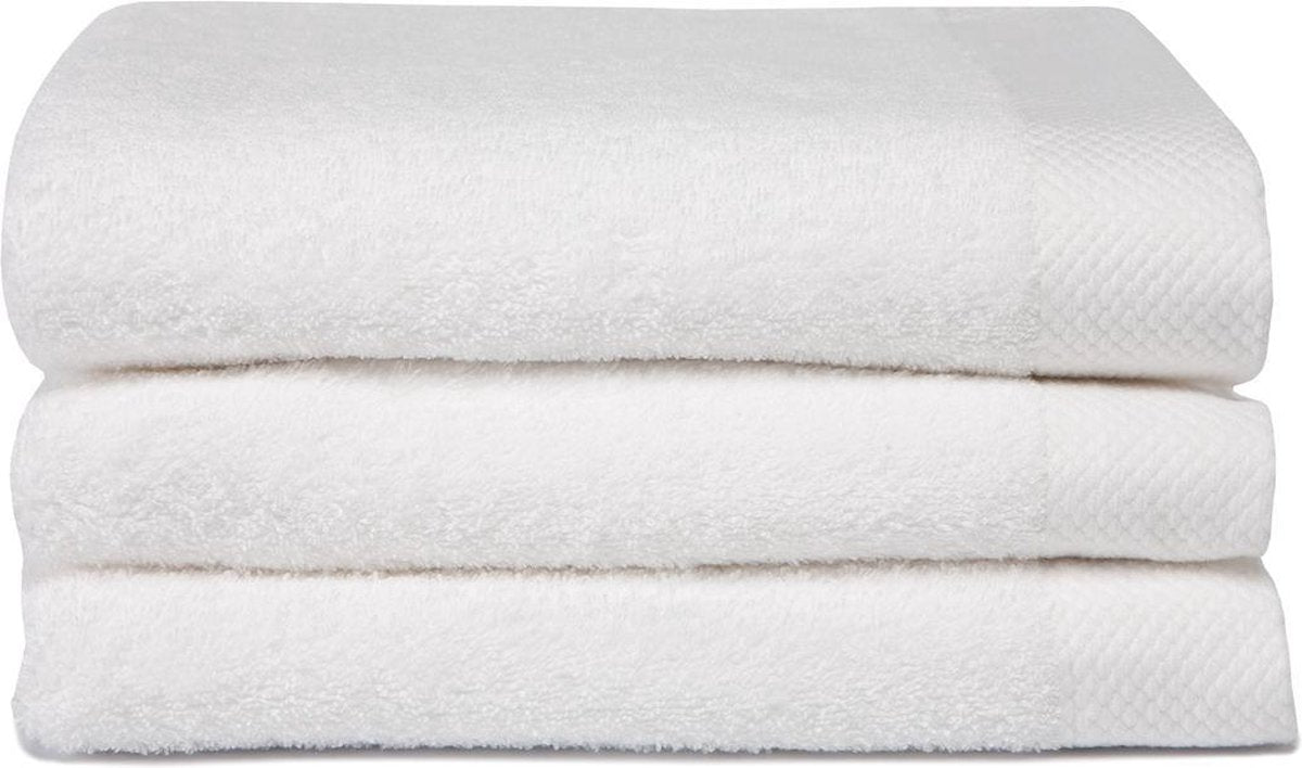 Seahorse pure badhanddoek - set van 3 - katoen - superzacht - badstof - 60x110 cm - wit