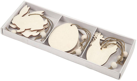 Kreativunternehmen http: www.cchobby.nl wood-decorations-rabbit-egg-chicken-size-6-cm-thickness-3-mm-9-piece-1-box