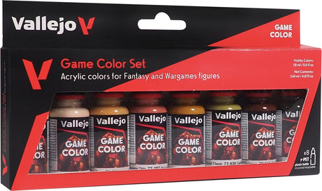 Vallejo Hobby Paint Acrylfarbe – 72187 Hautfarben für Fantasy und Wargames – Spielfarbe – Acryl-Set – 8 x Farbset – 8 x 18 ml