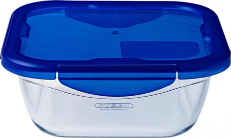 Pyrex - Cook Go Schüssel quadratisch mit Deckel 1,9 Liter - transparent