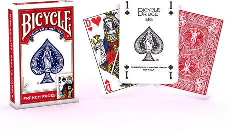 Bicycle ® bridge size french faces rood - klassieke belgische speelkaarten - premium kwaliteit