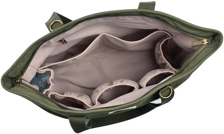 Béaba Wickeltasche Madrid – Stilltasche mit 11 Fächern – inklusive Wickelauflagen-Isotherm-Fach – Beige – 22l Tragetasche – Flechten-Seegras (Khaki)